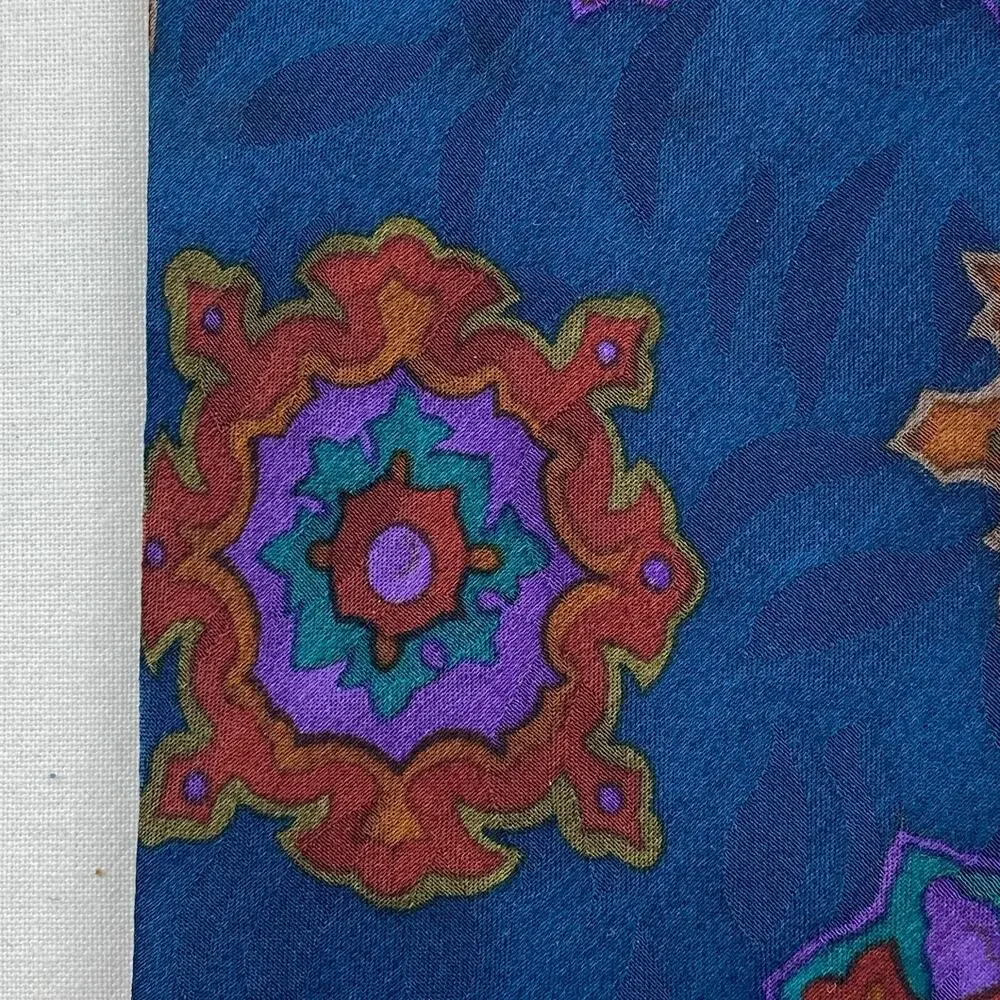 Lot of 2 LIBERTY OF LONDON 100% Silk Necktie Floral Geometric Print Blue Red VTG